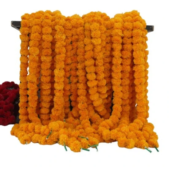 Artificial Marigold Garland Mango Orange 75cm - MAR001