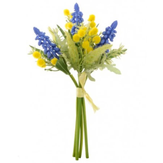 Artificial Muscari and Mimosa Spring Posy 22cm - S004 
