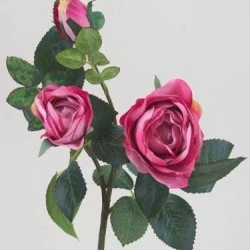 Artificial Old Roses Spray Pink Short Stem 41cm - R157 Q4