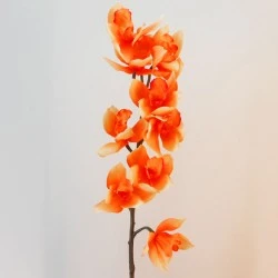 Real Touch Artificial Cymbidium Orchid Orange 85cm - O133 AA4