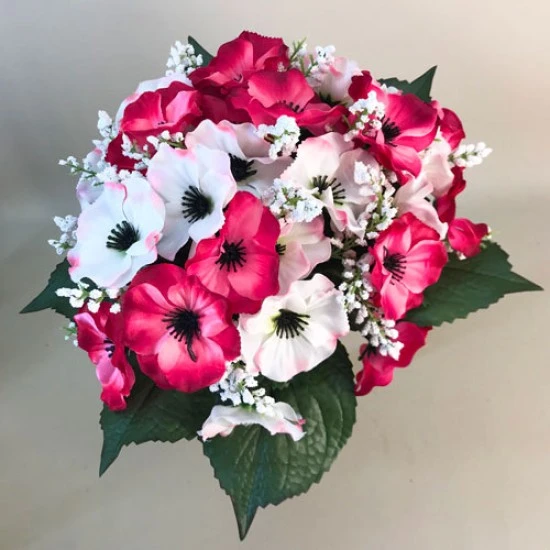 Artificial Pansies Bouquet Pink and White 35cm - P077 R3