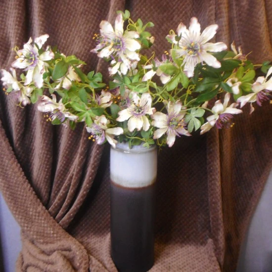 Passion Flowers Spray Green Purple 75cm  - P059 CC1