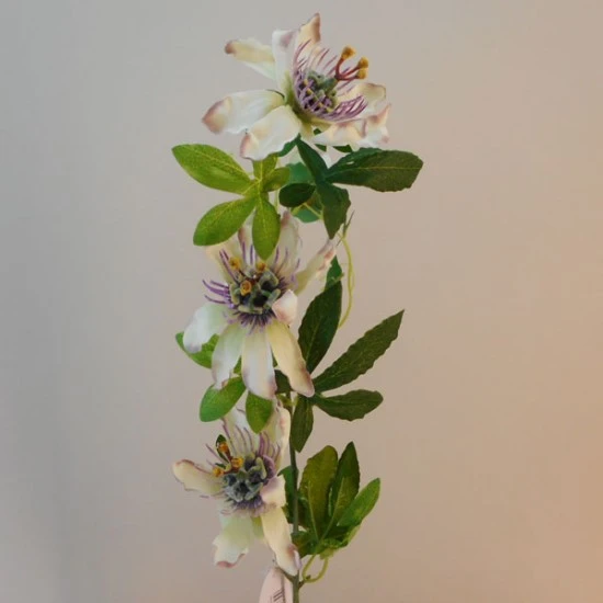 Passion Flowers Spray Green Purple 75cm  - P059 CC1