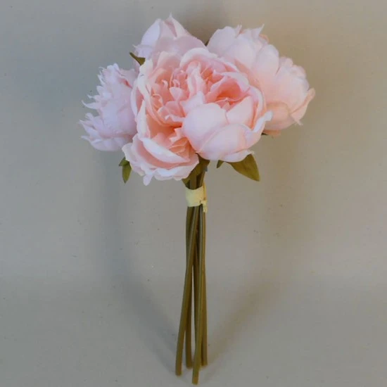 Artificial Peony Posy Coral Pink 28cm - P007 J3
