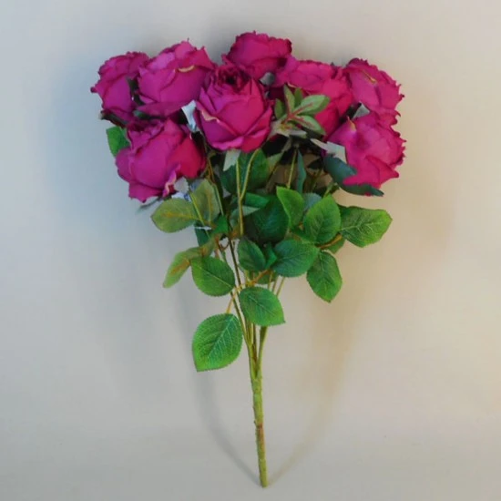 Bunch of Artificial Peony Roses Hot Pink (10 Flowers) 50cm - P014 KK3
