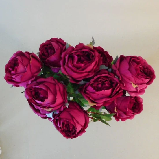 Bunch of Artificial Peony Roses Hot Pink (10 Flowers) 50cm - P014 KK3