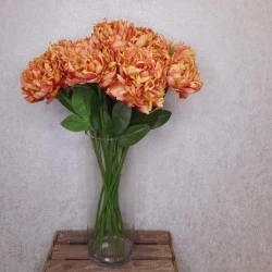 Artificial Peony Flowers Burnt Orange 64cm - P065 R4