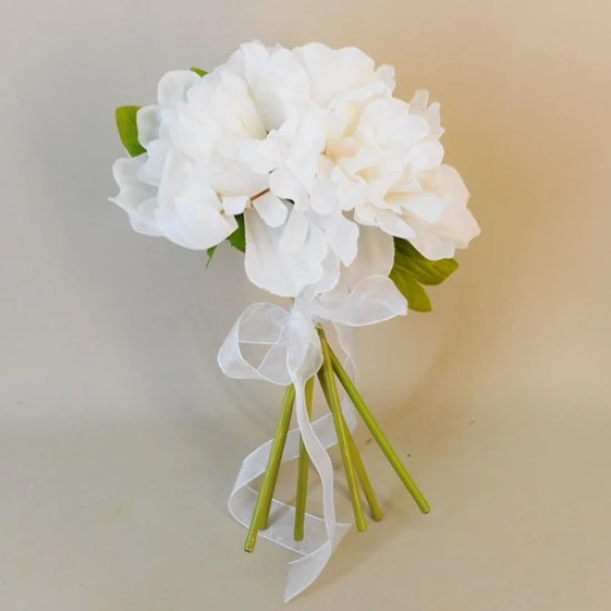 Fleur Artificial Peony Flowers Hand Tied Posy Cream 27cm - P040 U3