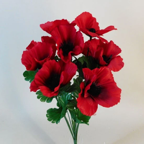 Fleur Artificial Poppy Bunch Red 40cm - P098 M2