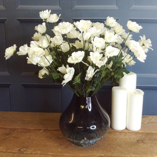 Artificial Poppies White Black 47cm - P233 K3