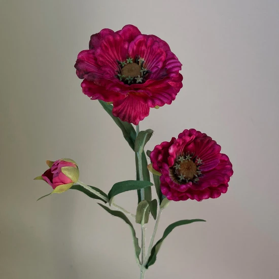 Dark Pink Faux Poppy 51cm - P023