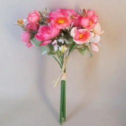 Fleur Artificial Ranunculus Bouquet Pink with White Berries 30cm - R843 JJ4