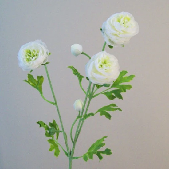 Silk Ranunculus Flowers White and Green 65cm - R660 L2