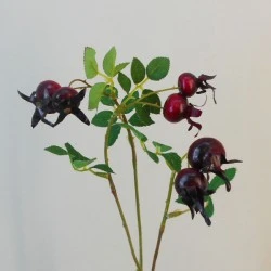 Artificial Rosehips Dark Red 46cm - R398 