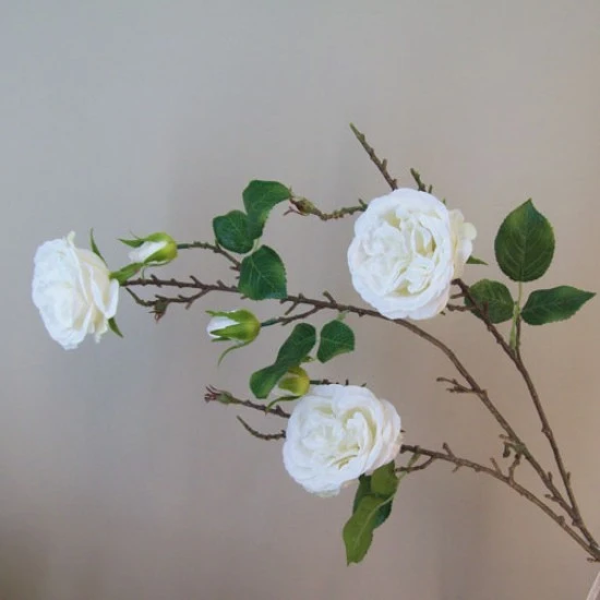 Artificial Cabbage Roses Branch Cream 90cm - R802 O4