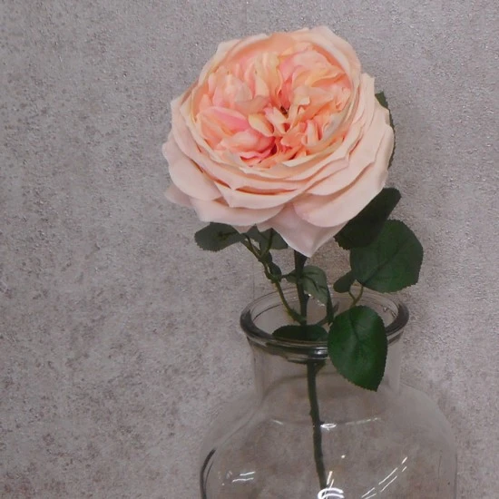 Artificial Cabbage Rose Peach 60cm - R778 P3