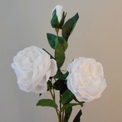 Artificial Cabbage Roses Spray White 83cm - R229 AA1
