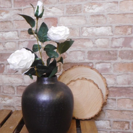 Artificial Cabbage Roses Spray White 83cm - R229 AA1