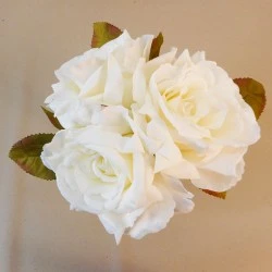 Artificial English Roses Bundle Cream Ivory 24cm - R455 KK3