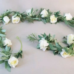 Eternity Roses and Leaves Garland Cream 183cm - R544 M3