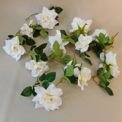 Artificial Flowers Garden Roses Garland Cream 180cm - R892 L3