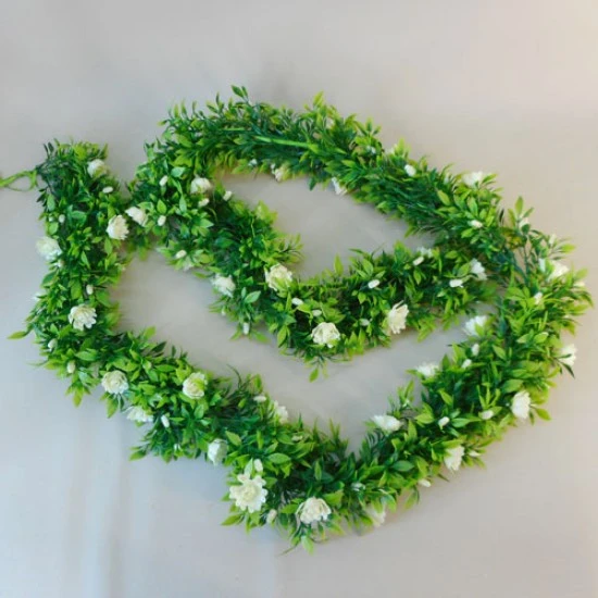 Artificial Flowers Garland | Cream Roses and Leaves 180cm - R898 II3