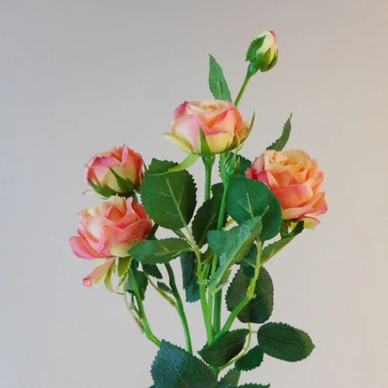 Artificial Flowers Rose Spray Pink Peach 72cm - R595 O4