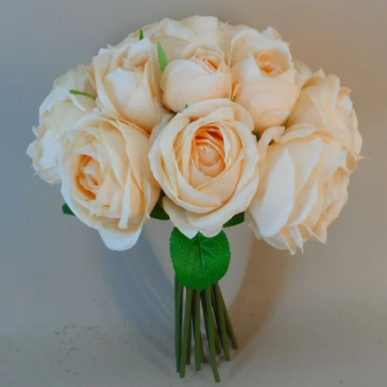 Artificial Roses Bundle Peach 15 Stems 37cm - R729 P3