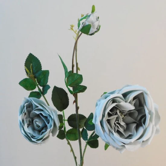 Artificial Rose Spray Duck Egg Blue 65cm - R772 LL2