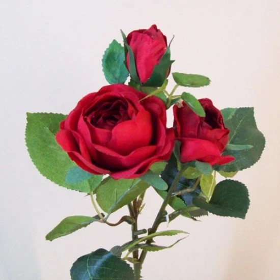 Artificial Old Roses Spray Red Short  41cm - R604 O3