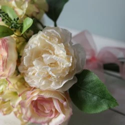 LilyJo Artificial Roses Bouquet Blush Pink and Cream 40cm - R609 GG1