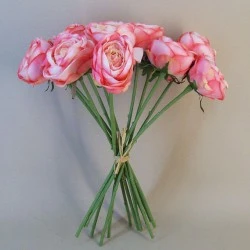 Artificial Roses Bouquet Strawberry Daiquiri x 12 41cm - R534 KK3
