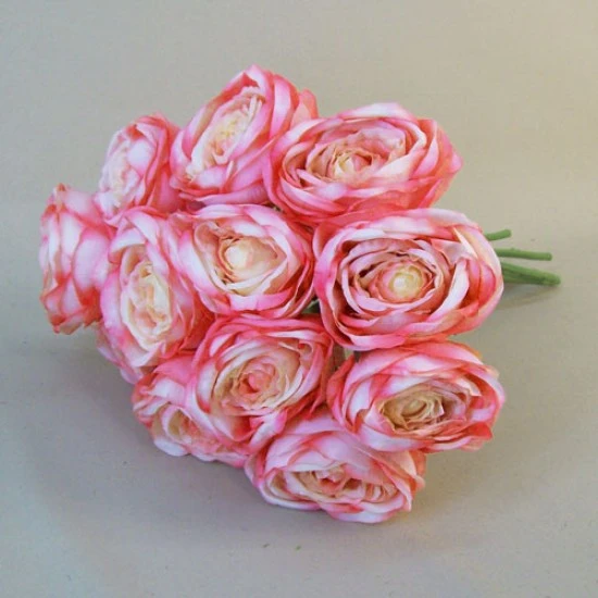 Artificial Roses Bouquet Strawberry Daiquiri x 12 41cm - R534 KK3