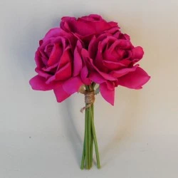 Artificial Roses Bunch Hot Pink 26cm - R597 M1
