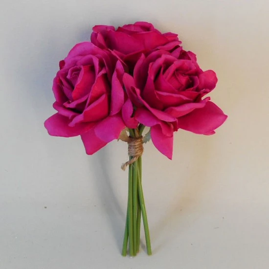Artificial Roses Bunch Hot Pink 26cm - R597 M1