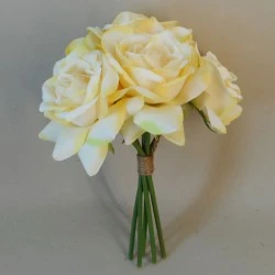 Artificial Roses Bunch Lemon Yellow 27cm - R394 N2