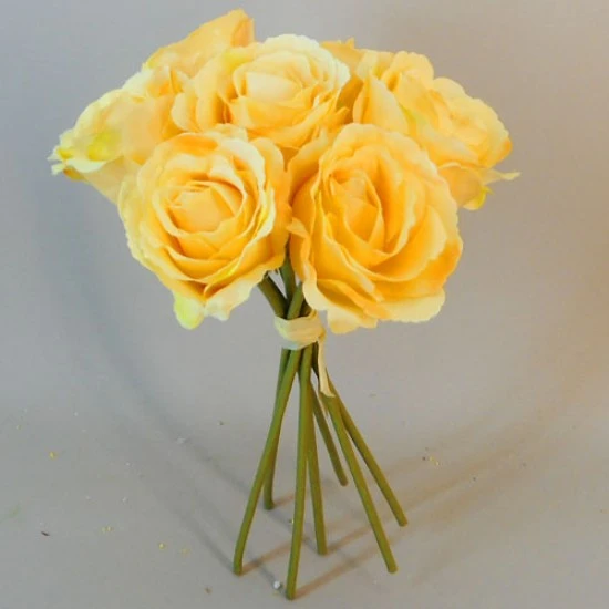 Artificial Roses Bunch Yellow 26cm - R110 Q1