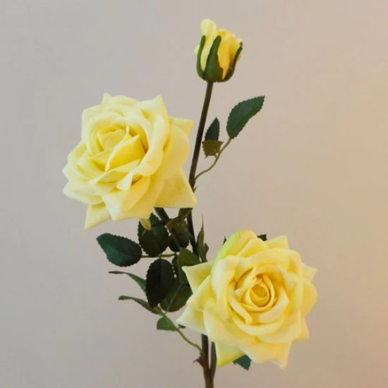 Artificial Roses Spray Yellow Velvet 72cm - R538 L4