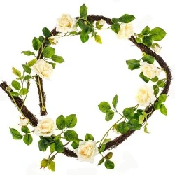 Artificial Roses Garland Cream 180cm - R060 S3