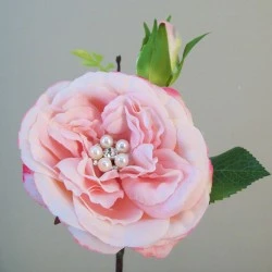 Crystal Gem Cabbage Rose Pink 38cm - R746 BX10