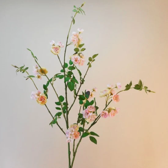 Extra Large Wild Artificial Roses Branch Antique Pink 104cm - R602 O1