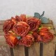 Antique Roses Bush Burnt Orange 45cm | Faux Dried Flowers - R498 I2