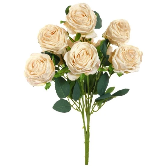 Antique Roses Bush Soft Peach 45cm | Faux Dried Flowers - R075 O3