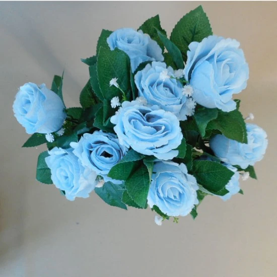 Artificial Rosebuds Bouquet Light Blue x 10 45cm - R232 EE2