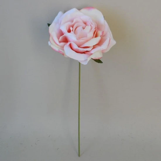 Silk Roses on Wire Stem Pink 25cm - R636 KK2