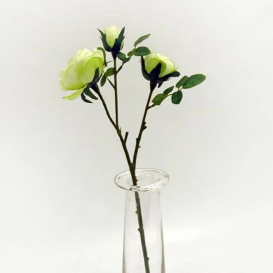 Artificial Old Roses Spray Green Short Stem 41cm - R155 O4