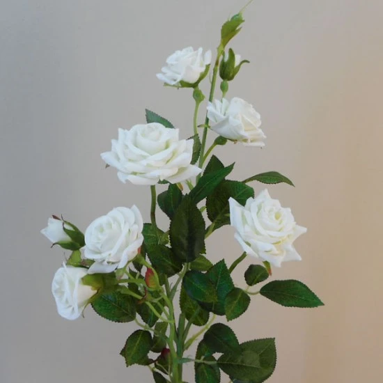 Artificial Flowers Rose Spray 'Virginia' Cream 84cm 9 Flowers - R044 R4