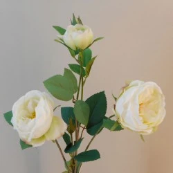 Rydal Artificial Cabbage Roses Spray Cream 65cm - R147 R1
