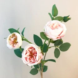 Rydal Artificial Cabbage Roses Spray Light Pink 65cm - R159 L4