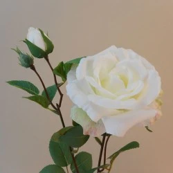 Rydal Artificial Rose Spray White 67cm - R114 GG2